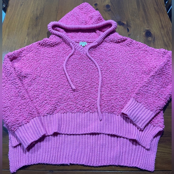 POL Sweaters - POL Womens Hot Pink Chunky Knit‎ Pullover Hoodie Sweater Size Medium Casual Cozy